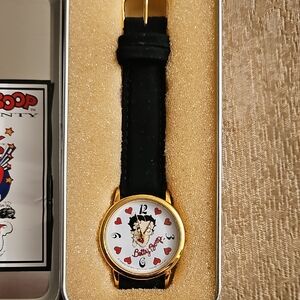 Betty Boop Gold and Black Heart Watch​